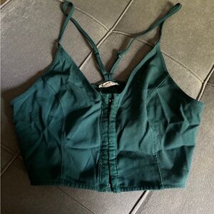 Free People Forest Green Cropped Corset Cami